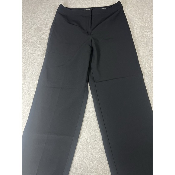 St John Caviar Diana Pants Womens Black Crepe High Rise Straight Trouser Size 12 - Picture 4 of 13